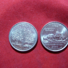 2 Monede 25 C SUA comemorative-Connecticut 1999-d si Virginia2000-p