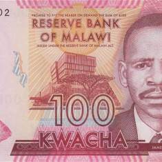 MALAWI █ bancnota █ 100 Kwacha █ 2014 █ P-65a █ UNC █ necirculata