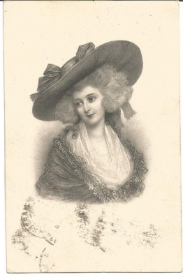 !!! VEDERE NVK , DOAMNA CU PALARIE - CIRCULATA SPANIA 1908 foto