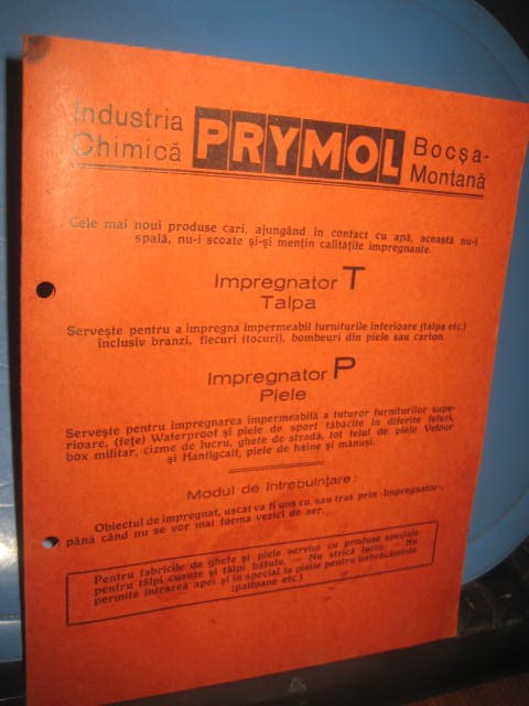 Reclama veche carton 1940 PRYMOL-Crema Impregnator piele.