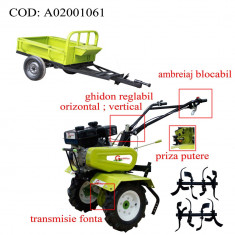 Gardelina Motocultor A02001061, 7 CP, freze, roti cauciuc, remorca, 700-1000 mm foto