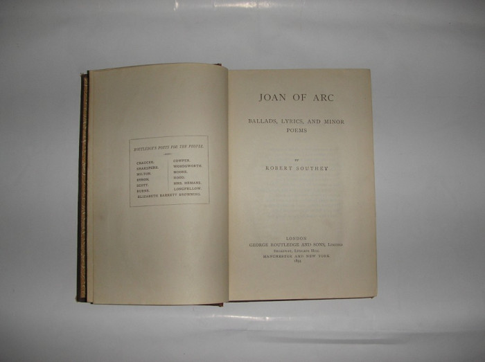 Carte veche Joan of Arc - poetical works / Robert Southey -editie 1894
