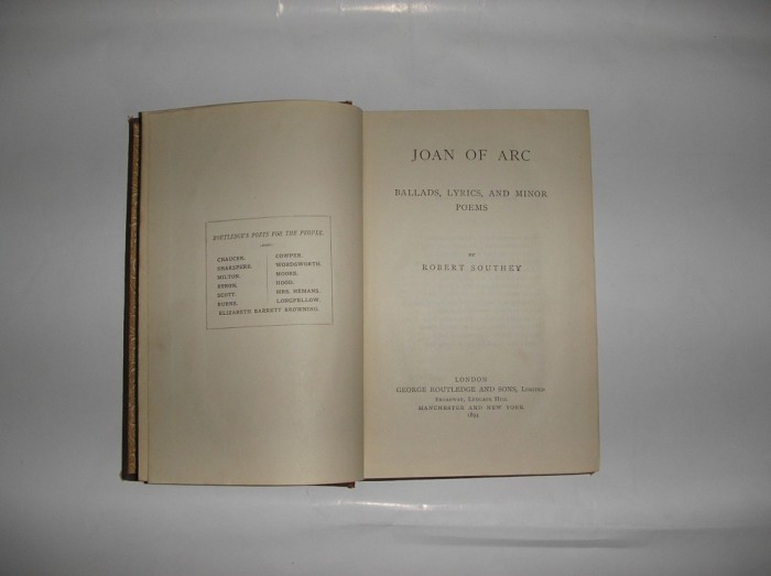 Carte veche Joan of Arc - poetical works / Robert Southey -editie 1894