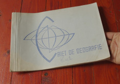 Caiet de geografie perioada comunista cu harti de mana desenate color !!! foto