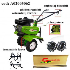 Gardelina Motocultor A02003062, 7 CP, freze, roti cauciuc, roti metalice, lama zapda, 1000 mm foto