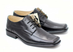Pantofi negri eleganti barbatesti din piele naturala cu siret - Made in Romania foto
