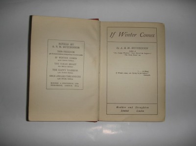 Carte veche If winter comes - A.S.M.Hutchinson editie 1923 ! foto