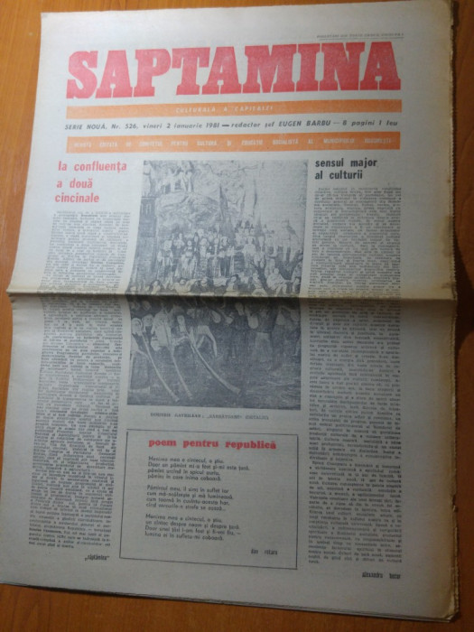 ziarul saptamana 2 ianuarie 1981-nr cu ocazia anului nou