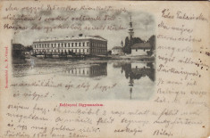 #1710- Romania, Belenyes, Beius carte postala circulata 1900: Gimnaziul foto