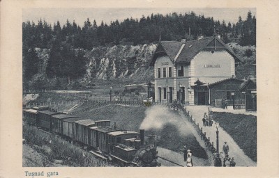 TUSNAD - GARA TREN LOCOMOTIVA CIRCULATA 1924 foto