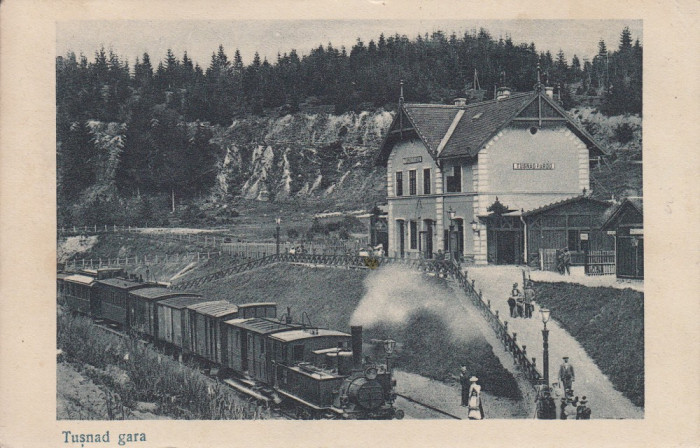 TUSNAD - GARA TREN LOCOMOTIVA CIRCULATA 1924