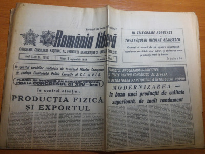 ziarul romania libera 8 septembrie 1989- articolul&amp;quot;productia fizica si exportul&amp;quot; foto