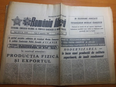 ziarul romania libera 8 septembrie 1989- articolul&amp;quot;productia fizica si exportul&amp;quot; foto