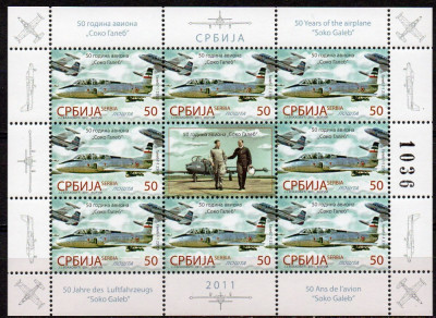 SERBIA 2011, Aviatie, serie neuzata, minicoala, Klb., MNH foto