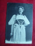 Ilustrata -Femeie in Costum National zona Berna ,circulat 1907