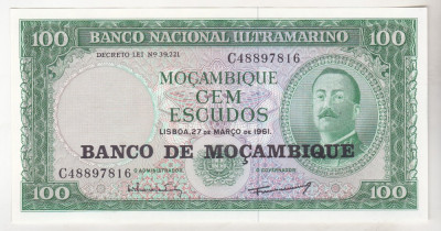 bnk bn Mozambic 100 escudos 1961 unc foto