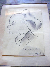 Caricatura semnata Drag si localizata Paris 1934 foto