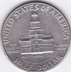 Moneda Statele Unite ale Americii 1/2 Dolar 1976D - KM#205 XF+ (bicentenar) foto
