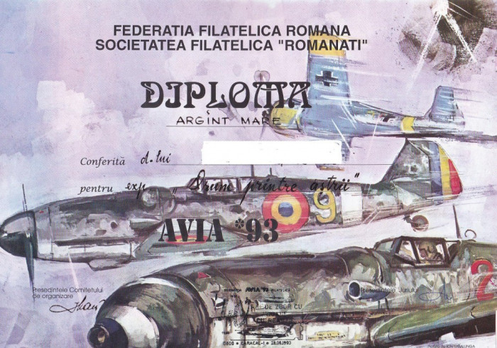 bnk fil Avia 1993 Deveselu - diploma + plicuri ocazionale + carti postale