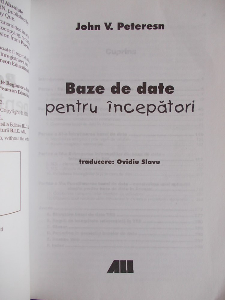 JOHN V. PETERSEN - BAZE DE DATE PENTRU INCEPATORI - 2003 | Okazii.ro