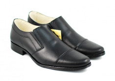 Pantofi negri eleganti barbatesti din piele naturala cu elastic - Made in Romania foto