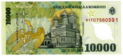 Bancnota 10.000 (10000 ) lei 2000 polymer UNC semnatura Isarescu foto