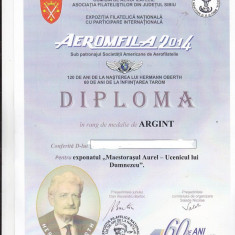 bnk fil Aerofilatelie - Aeromfila 2014 Sibiu - 2 plicuri ocazionale + diploma