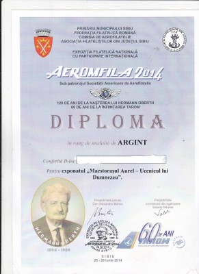 bnk fil Aerofilatelie - Aeromfila 2014 Sibiu - 2 plicuri ocazionale + diploma foto