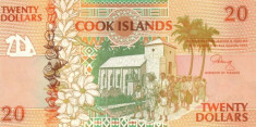 Insulele Cook 20 Dolari (nedatata - circa 1992) - P-9 UNC !!! foto
