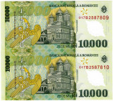 LOT 2 bancnote 10.000 (10000 ) lei 2000 polymer UNC semnatura Isarescu