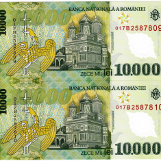 LOT 2 bancnote 10.000 (10000 ) lei 2000 polymer UNC semnatura Isarescu