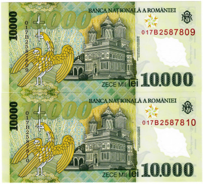 LOT 2 bancnote 10.000 (10000 ) lei 2000 polymer UNC semnatura Isarescu foto