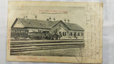 TEIUS -TOVIS -GARA VECHE -TREN CU PRIMELE TIPURI DE LOCOMOTIVE -ANIMATIE - 1904 foto