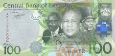 Bancnota Lesotho 100 Maloti 2010 - P24a UNC foto