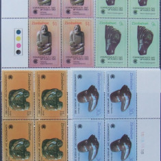 ZIMBABWE 1983 - SCULPTURI, 4 VALORI IN BLOC NEOBLITERATE - AS 162