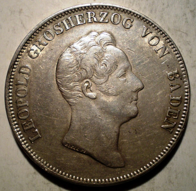 G.248 GERMANIA BADEN LEOPOLD I KRONEN THALER TALER 1831 XF ARGINT foto