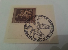 germania reich 1938 panglica bruna / pe fragment / cota f ridicata foto