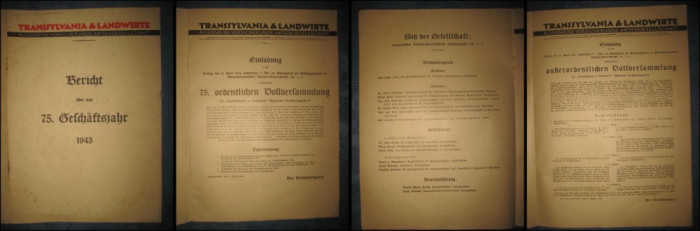 Asigurari Transsylvania &amp; Landwirte 1943. Raport asupra anului de afaceri 1943.