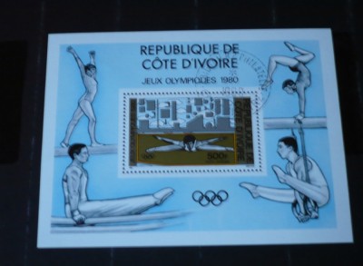 COASTA DE FILDES 1980 &amp;ndash; OLIMPIADA DE VARA MOSCOVA, colita stampilata, AE5 foto