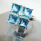 Inel aur alb 14k SWISS BLUE TOPAZ 4.81 ct. si diamante