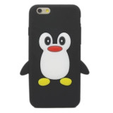Husa silicon soft pinguin negru Iphone 6 4,7&quot; + folie protectie ecran