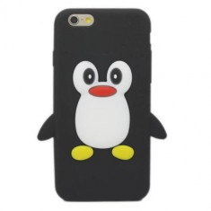 Husa silicon soft pinguin negru Iphone 6 4,7" + folie protectie ecran