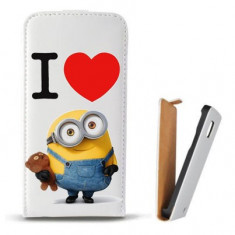 Toc Samsung Galaxy S6 Edge G925 Husa Piele Ecologica Flip Vertical Alba Model I Love Minions foto