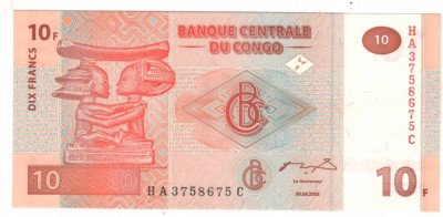 SV * Congo (ex Zair) 10 FRANCS 2003 UNC foto