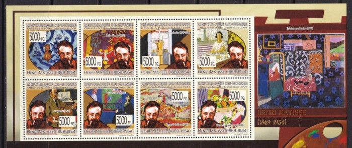 Guineea 2009 pictura Mattisse SAH MI 6831-38 + bl. 1743 MNH w27