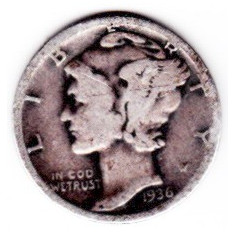 SUA Statele Unite ONE DIME 10 CENT 1936 argint