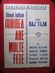 Afis film vechi indian Iubirea are multe fete - 1977, afis cinema de colectie foto