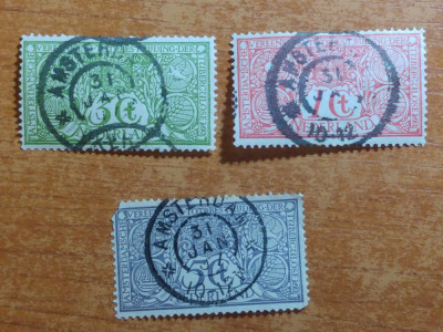 serie 3 valori olanda 1906 stampilate foto