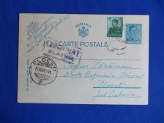 CARTE POSTALA CIRCULATA,SLATINA-PLOESTI (CENZURATA ) - 1941 foto