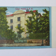 CARTE POSTALA GALATI:PALATUL C.E.D.CIRCULATA 1926 FRANCATA GUMA STERS WHATMAN